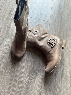 Remonte Brown Leather Mid-Calf Boots with Buckle Detail